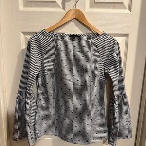 Banana Republic Navy and White Striped Blouse